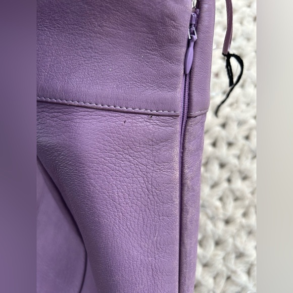 NEW Miu Miu Lavender Leather Midi Skirt with Silver Ruffle - Picture 15 of 16